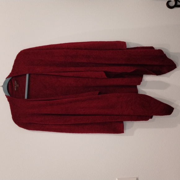 BAREFOOT DREAMS BAMBOO CHIC LITE S/M SMALL MEDIUM RED SWEATER WRAP CARDIGAN - Picture 3 of 8